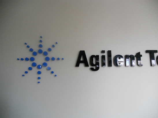Agilent.  Dimensional acrylic logo and name in receptionist area. 